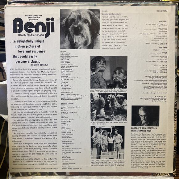 Benji Music From The Original Soundtrack 1974 ULTRASONIC CLEAN Vinyl LP VG+ - Picture 2 of 7